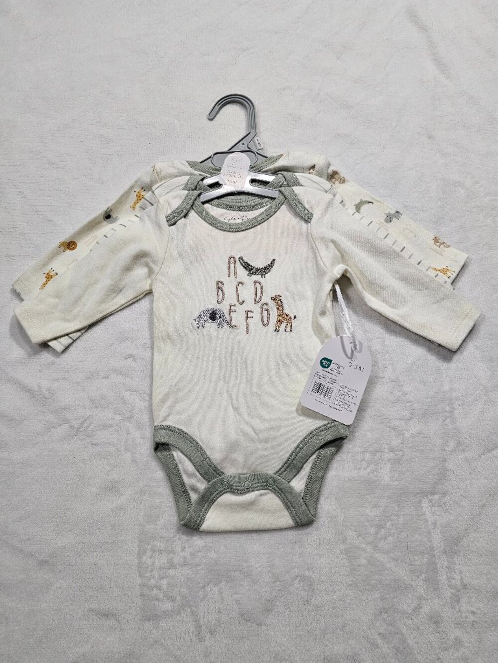Kyle & Deena Safari Animal Alphabet 3-Pack Bodysuits NWT 0-3M